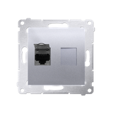 Simon 54 Gniazdo komputerowe pojedyncze RJ45 kategoria 6 ekranowane z przesłoną przeciwkurzową srebr