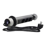 Gniazdo meblowe O6cm wysuwane z blatu z ładowarką USB blokadą i przewodem 1,8m 3x2P+Z (Schuko) 2x OR