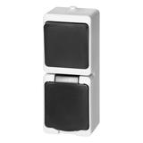 Łącznik jednobiegunowy + Gniazdo 2P+Z Schuko AQUATIC MINI IP54, 10/16A, 230V AC, biało-czarne OR-OE-7307(GS)/WB ORNO