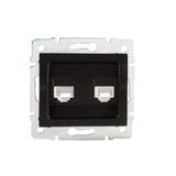 LOGI Gniazdo komputerowe podwójne niezależne (2x RJ45Cat 5e Jack) 021410042 czarny mat 33593 KANLUX