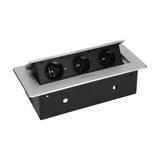 Gniazdo meblowe wpuszczane w blat z płaskim frezowanym rantem 3x2P+Z srebrne OR-AE-1336/G ORNO