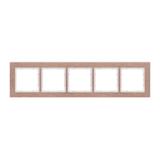 DECO Ramka uniwersalna pięciokrotna - aluminium szczotkowane (ramka: kolor miedziany; spód: biały) m