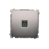 Simon Basic Gniazdo telefoniczne RJ11 uniwersalne pojedyncze Montaż na łapki lub wkręty stal inox