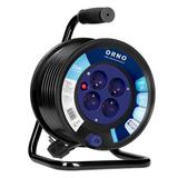 Przedłużacz bębnowy, 4 gniazda 2P+Z, kabel PVC H05VV-F 3x1,5mm2, długość 25m, termik, przesłony toró