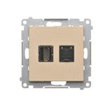 Simon 55 Gniazdo HDMI + RJ45 kat.6 Szampański mat TGHRJ45.01/144 KONTAKT