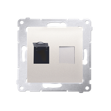 Simon 54 Gniazdo komputerowe pojedyncze RJ45 kategoria 6 z przesłoną przeciwkurzową kremowy