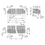 MCS-MIDI Classic gniazdo kątowe 12-bieg. szare raster 5 mm