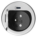 Gniazdo meblowe O6cm wpuszczane w blat z pokrywką, ładowarką USB i przewodem 1,9m, 1x2P+Z (French),