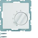 BERKER Q.x Regulator temperatury pomieszczenia z stykiem zmiennym i elementem centralnym biały aksam