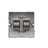 Simon Basic Gniazdo telefoniczne RJ12 podwójne Montaż gniazda na wkręty do puszki stal inox