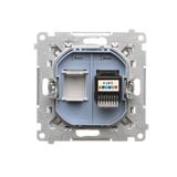 Simon 55 Gniazdo telefoniczne pojedyncze RJ12 Jasnoszary mat