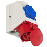 GNIAZDO KOMBI CEE + 230V Z BOLCEM 16A 400V 3P+Z+N nie okablowane IP44 9215-6fw PCE