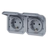 NOWE PLEXO - GNIAZDO SCHUKO 2X2P+Z POZIOME MECHANIZM 16A-250V SZARE 069576L LEGRAND