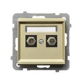 SONATA Gniazdo antenowe typu F podwójne - kolor szampański złoty