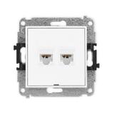 ICON Mechanizm gniazda komputerowego podwójnego 2xRJ45, kat. 6A, 8-stykowy, bez pola opisowego biały