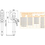Zacisk uniwersalny, 25-120 mm2, fi 20/25 mm, trzpień z poprz. kołkiem