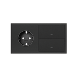 Simon 100 Panel 2-krotny: gniazdo+2 klawisze czarny mat