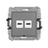 ICON Ładowarka USB podwójna 2xUSB C, 20W max., bez pola opisowego szary mat 27ICUSBBO-7 KARLIK