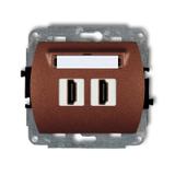 TREND Mechanizm gniazda podwójnego HDMI 2.0 brązowy metalik
