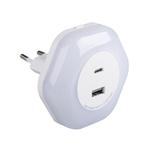BOLA LED 2xUSB WW W Lampka wtykowa z gniazdem BOLA LED 2XUSB A/C WW W barwa ciepłobiała 3000K kolor