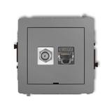 DECO Mechanizm gniazda antenowego poj. typu F (SAT) + gniazda komp. poj. 1xRJ45, kat. 6 ekranowany,