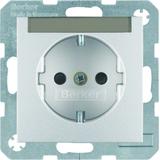 BERKER B.x Gniazdo SCHUKO z polem opisowym z przysłonami styków aluminium mat 47491404 HAGER