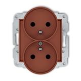 MINI Gniazdo podwójne do ramki z uziemieniem 2x(2P+Z) (przesłony torów prądowych) terakota 63MGPR-2zp KARLIK