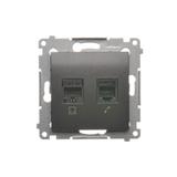 Simon 54 Gniazdo komputerowe RJ45 kategoria 5e + telefoniczne RJ12 antracyt D5T.01/48 KONTAKT