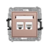 ICON Mechanizm gniazda komputerowego podwójnego 2xRJ45, kat. 6A, 8-stykowy łososiowy