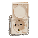 Sedna Design & Elements Gniazdo schuko z przesłonami IP44 beżowy SDD212023 Schneider