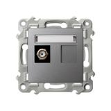 SZAFIR Gniazdo antenowe typu F pojedyncze - kolor szary mat