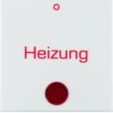 Berker B.Kwadrat Klawisz z soczewką i nadrukiem  Heizung  i  0 , biały połysk