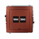 DECO Mechanizm ładowarki USB podwójnej 2xUSB A, 15,5W max., 5V, 3.1A, bez pola opisowego brązowy met