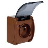 VG-Koala Gniazdo pojedyncze Z-ziemieniem (2P+Z) n/t IP44 brąZ- klapką dymną VG 161-52 61.377 OPATÓWE