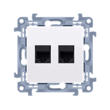 Simon 10 Gniazdo komputerowe RJ45 kategoria 5e+telefoniczne RJ11 biały
