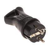 Bryzgoszczelna wtyczka gumowa Uni-Schuko z uchwytem, IP44, czarna, ,16A, 230V OR-AE-1369 ORNO