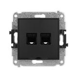 ICON Mechanizm gniazda komputerowego podwójnego 2xRJ45, kat. 5e, 8-stykowy, bez pola opisowego czarn
