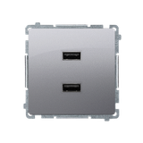 Simon Basic Ładowarka 2 x USB 2.1 A 5V DC 230V stal inox