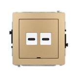 DECO Mechanizm gniazda podwójnego 2xUSB C-C, bez pola opisowego złoty metalik