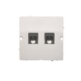Simon Basic Gniazdo telefoniczne RJ11 podwójne Montaż gniazda na wkręty do puszki biały