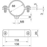 2900/W, ŚRUBOWA OBEJMA DYSTANS.3" M8