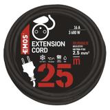 Przedłużacz 1 gniazdo 25m 3× 2,5mm guma / neopren P01725R EMOS