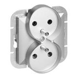Gniazdo podwójne podtynkowe 2x2P+Z Pearl, 16A, 250V, PT-6 PR, srebrny