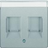 BERKER Q.x Płytka czołowa podwójna zasuwa chroniące przed kurzem pole opisowe aluminium aksamit laki