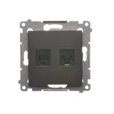 Simon 54 Gniazdo telefoniczne podwójne RJ12 brąz mat