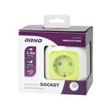 Przedłużacz Kostka 4x2P+Z(Schuko) ładowarka 2xUSB 1,4m H05VV-F 3x1,5mm2 limonkowy OR-AE-13144(GS)/L