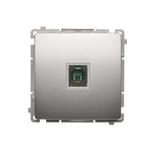 Simon Basic Gniazdo telefoniczne RJ11 uniwersalne pojedyncze Montaż na łapki lub wkręty srebrny mat