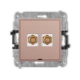 ICON Mechanizm gniazda antenowego podwójnego typu F (SAT) pozłacany, bez pola opisowego łososiowy