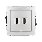 DECO Mechanizm gniazda podwójnego HDMI 2.0, bez pola opisowego srebrny metalik