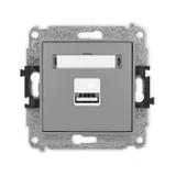 MINI Mechanizm ładowarki USB pojedynczej USB A, 10W max., 5V, 2A szary mat